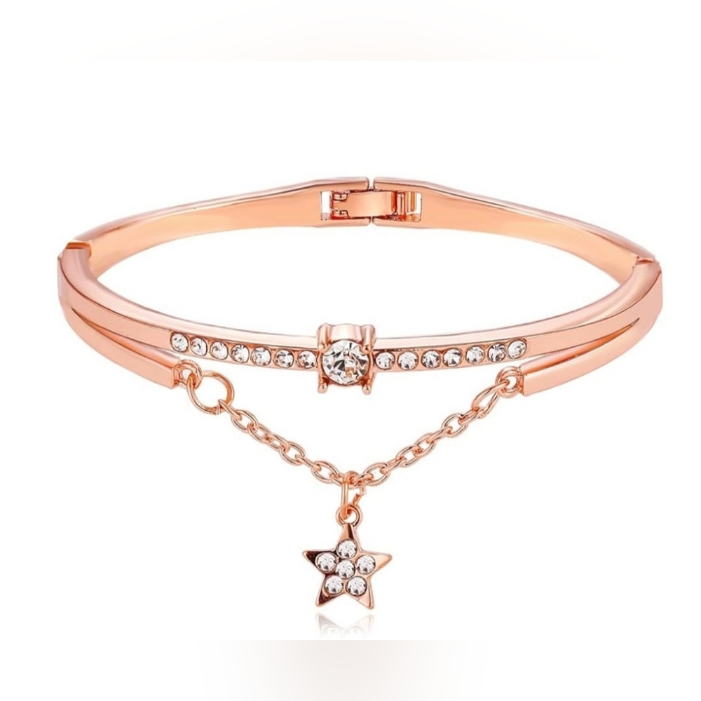 ROSE GOLD BRACELET with Drop Chain & Star Pendant